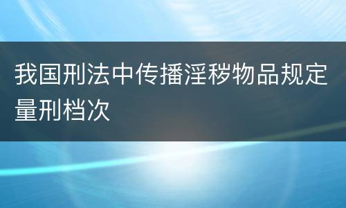 我国刑法中传播淫秽物品规定量刑档次