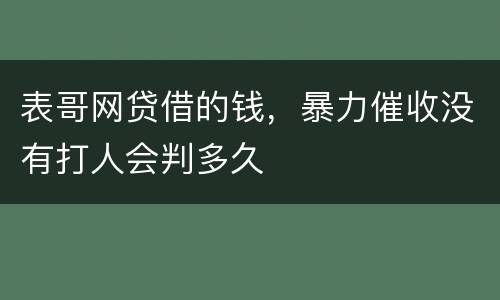 表哥网贷借的钱，暴力催收没有打人会判多久