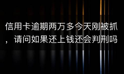 信用卡逾期两万多今天刚被抓，请问如果还上钱还会判刑吗