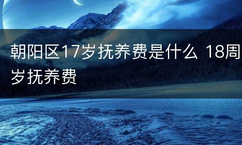 朝阳区17岁抚养费是什么 18周岁抚养费