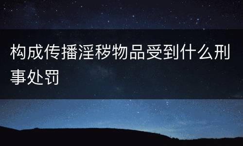 构成传播淫秽物品受到什么刑事处罚
