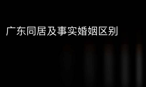 广东同居及事实婚姻区别