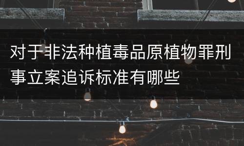 对于非法种植毒品原植物罪刑事立案追诉标准有哪些