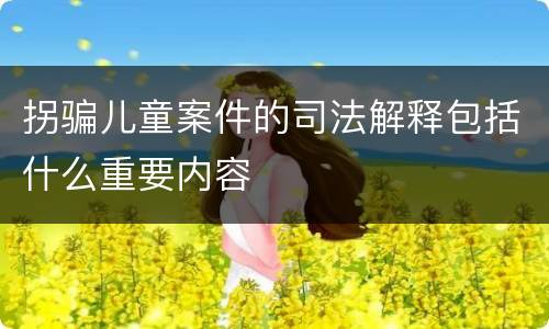 拐骗儿童案件的司法解释包括什么重要内容