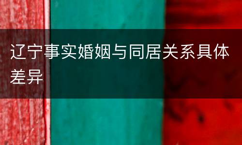 辽宁事实婚姻与同居关系具体差异