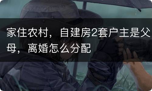 家住农村，自建房2套户主是父母，离婚怎么分配