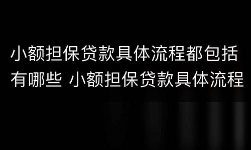 小额担保贷款具体流程都包括有哪些 小额担保贷款具体流程都包括有哪些项目
