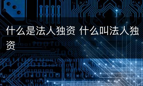 什么是法人独资 什么叫法人独资