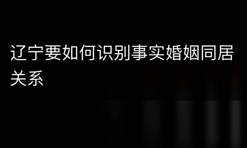辽宁要如何识别事实婚姻同居关系