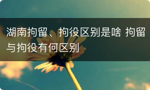 湖南拘留、拘役区别是啥 拘留与拘役有何区别