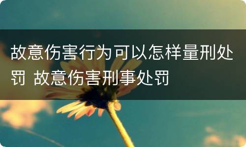 故意伤害行为可以怎样量刑处罚 故意伤害刑事处罚