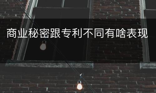 商业秘密跟专利不同有啥表现