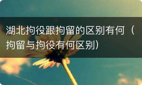 湖北拘役跟拘留的区别有何（拘留与拘役有何区别）