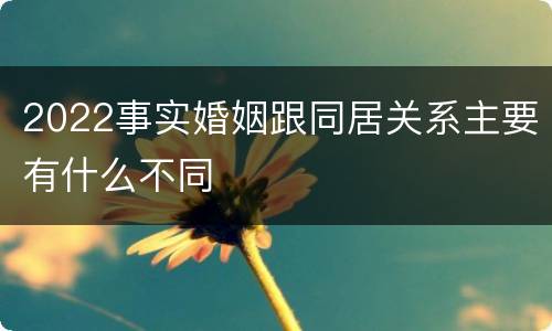 2022事实婚姻跟同居关系主要有什么不同