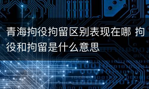 青海拘役拘留区别表现在哪 拘役和拘留是什么意思