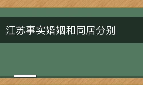 江苏事实婚姻和同居分别