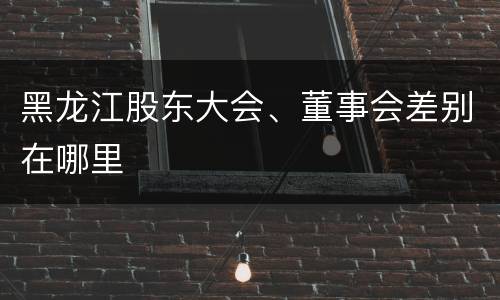 黑龙江股东大会、董事会差别在哪里