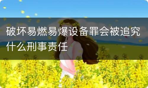 破坏易燃易爆设备罪会被追究什么刑事责任