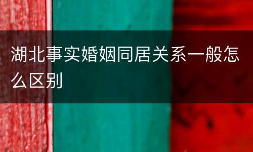 湖北事实婚姻同居关系一般怎么区别