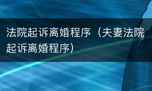法院起诉离婚程序（夫妻法院起诉离婚程序）