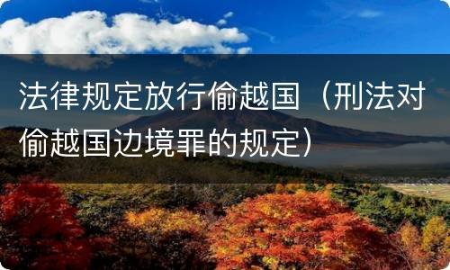 法律规定放行偷越国（刑法对偷越国边境罪的规定）