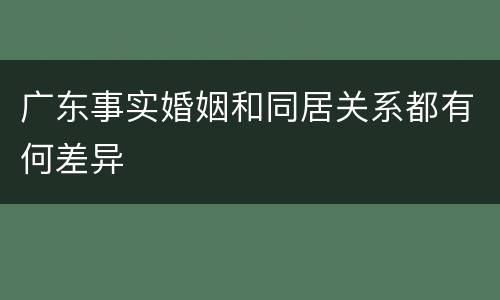 广东事实婚姻和同居关系都有何差异