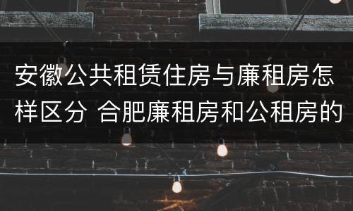 安徽公共租赁住房与廉租房怎样区分 合肥廉租房和公租房的区别