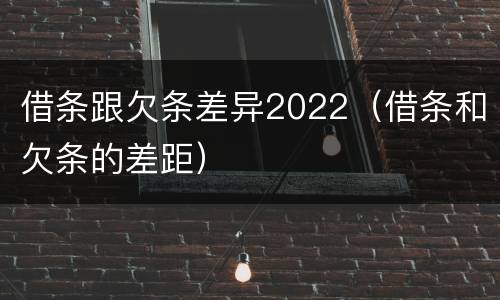 借条跟欠条差异2022（借条和欠条的差距）