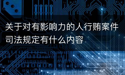 关于对有影响力的人行贿案件司法规定有什么内容