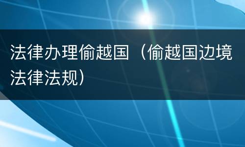 法律办理偷越国（偷越国边境法律法规）