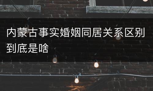 内蒙古事实婚姻同居关系区别到底是啥