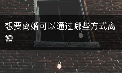 想要离婚可以通过哪些方式离婚