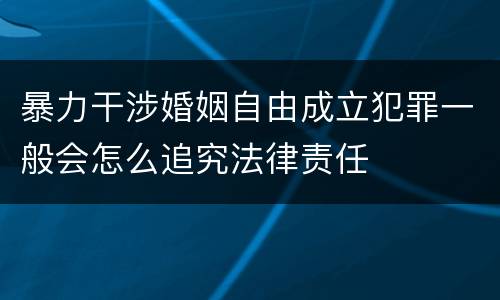 暴力干涉婚姻自由成立犯罪一般会怎么追究法律责任