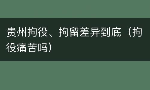贵州拘役、拘留差异到底（拘役痛苦吗）