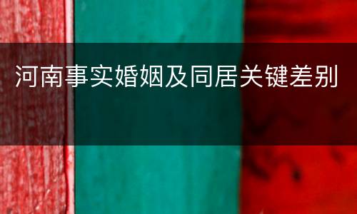 河南事实婚姻及同居关键差别