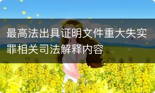 最高法出具证明文件重大失实罪相关司法解释内容