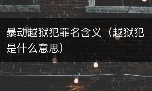 暴动越狱犯罪名含义（越狱犯是什么意思）