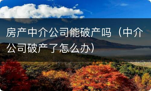 房产中介公司能破产吗(中介公司破产了怎么办) 房产中介公司能破产吗(中介公司破产了怎么办)