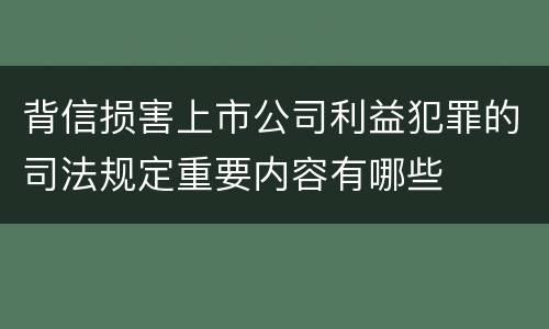 背信损害上市公司利益犯罪的司法规定重要内容有哪些
