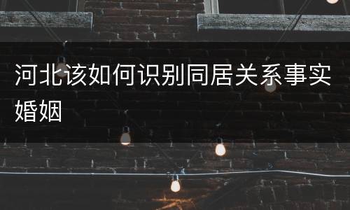 河北该如何识别同居关系事实婚姻