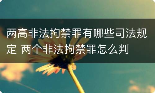 两高非法拘禁罪有哪些司法规定 两个非法拘禁罪怎么判