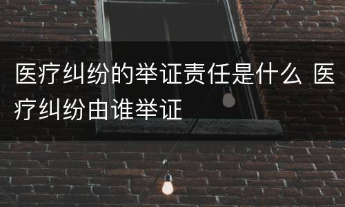 医疗纠纷的举证责任是什么 医疗纠纷由谁举证