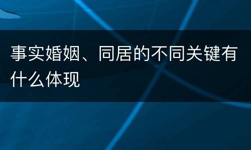 事实婚姻、同居的不同关键有什么体现