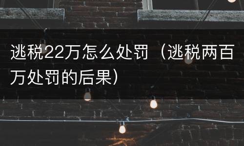 逃税22万怎么处罚（逃税两百万处罚的后果）