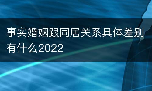 事实婚姻跟同居关系具体差别有什么2022