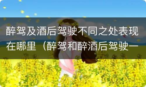 醉驾及酒后驾驶不同之处表现在哪里（醉驾和醉酒后驾驶一样吗?）