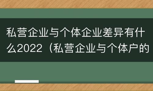私营企业与个体企业差异有什么2022（私营企业与个体户的区别）
