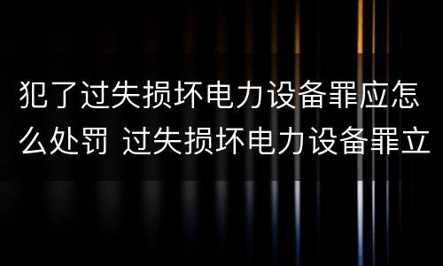 犯了过失损坏电力设备罪应怎么处罚 过失损坏电力设备罪立案标准