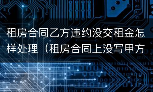 租房合同乙方违约没交租金怎样处理（租房合同上没写甲方违约金）