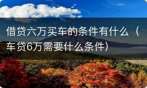 借贷六万买车的条件有什么（车贷6万需要什么条件）